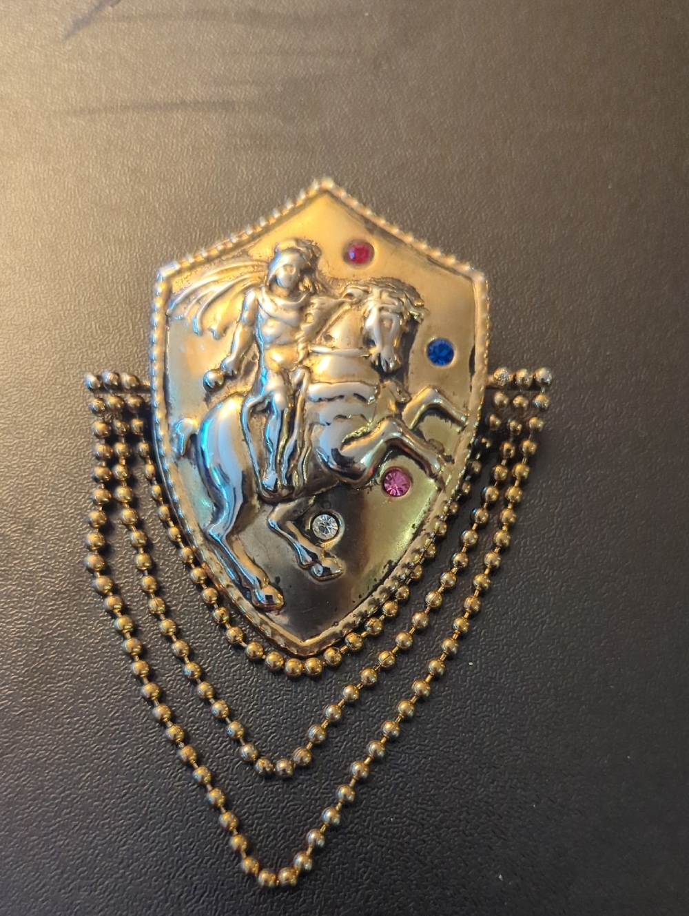 Huge Goldtone Shield Brooch